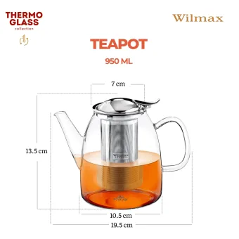 Чайник из жаропрочного термостекла 950мл WL-888808